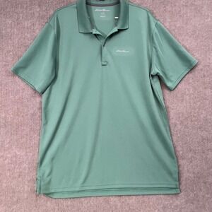 Eddie Bauer Mens TL‎ Polo Shirt Freestay Performance Green Athletic Golf